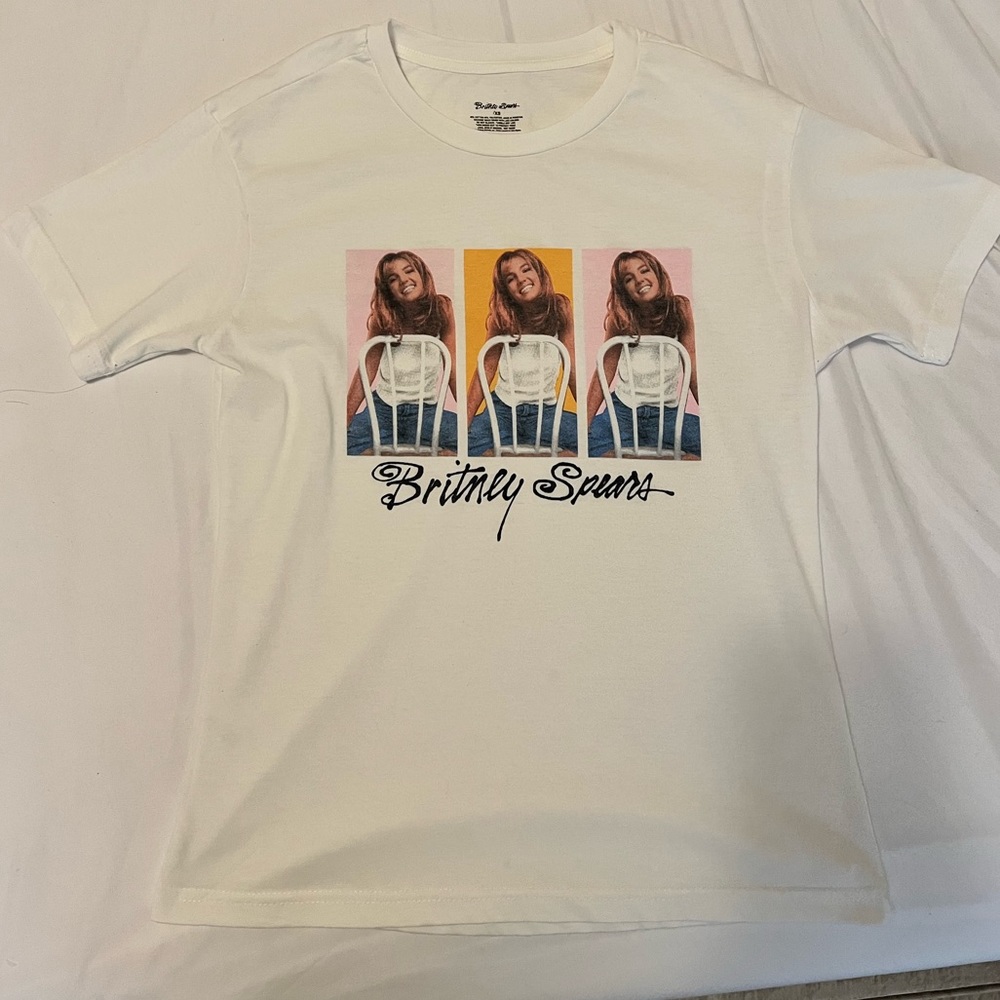 Britney Spears Official Fan Gear White T-shirt Pop Music Size XS Extra Small